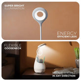 Desk lamp with features highlighted on a brown background